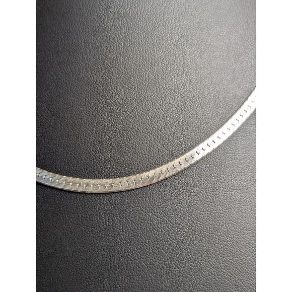 VTG 925 Italy Sterling Silver 4mm Herringbone 20" Chain W/ Lobster Claw Clasp - Picture 3 of 7